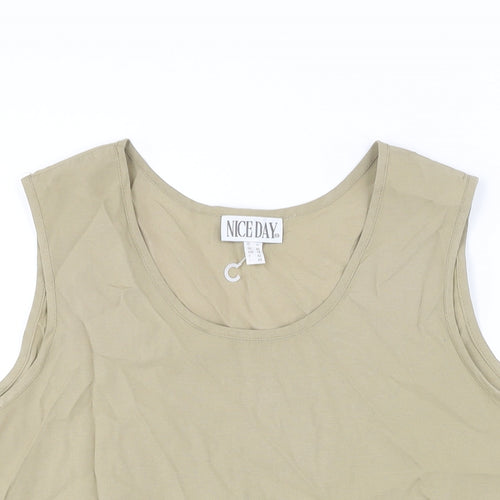 Nice Day Womens Green Polyester Camisole Blouse Size 14 Round Neck