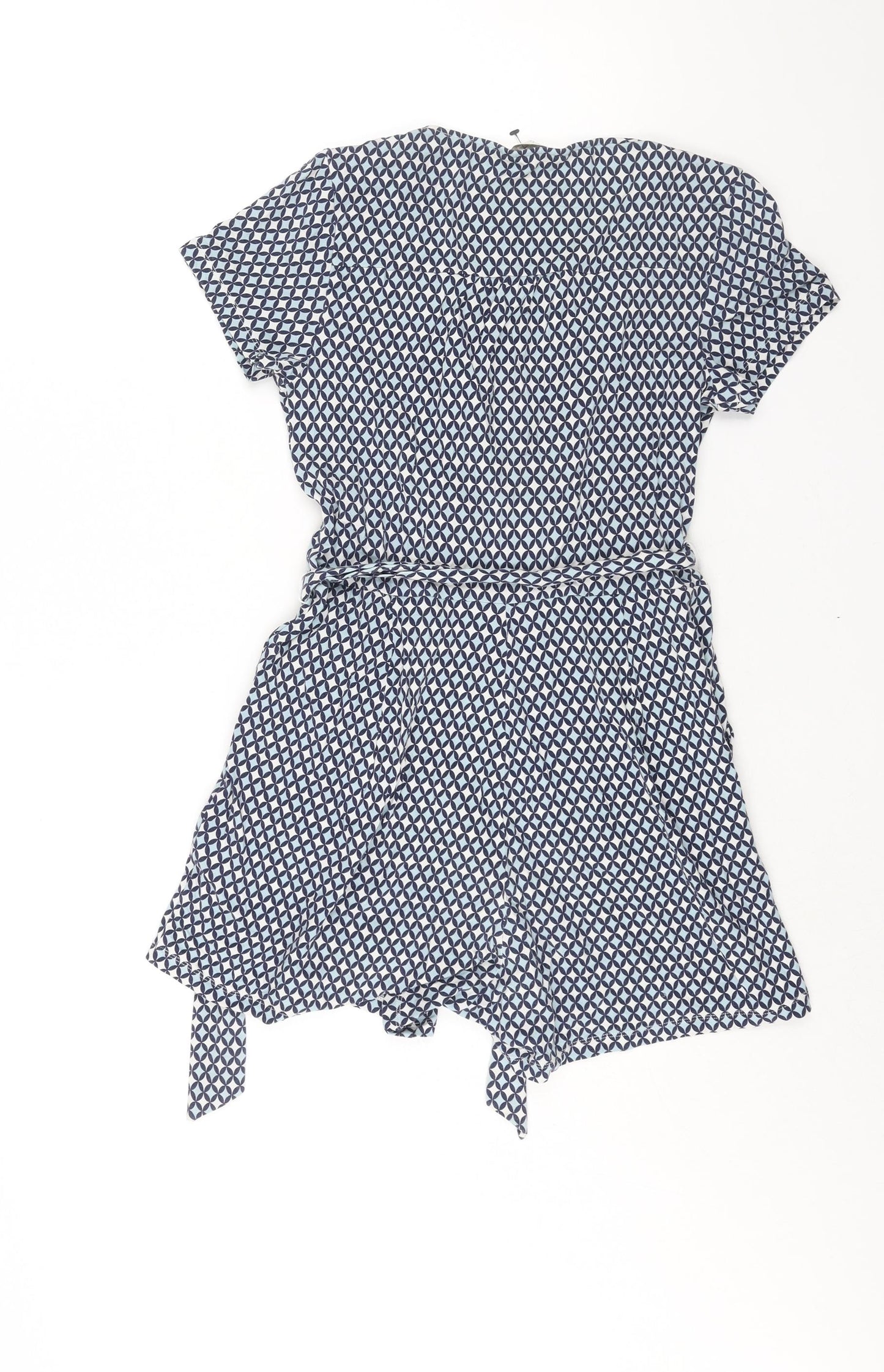 Boden Womens Blue Geometric Cotton Playsuit One-Piece Size 12 L3 in Pullover - Belted