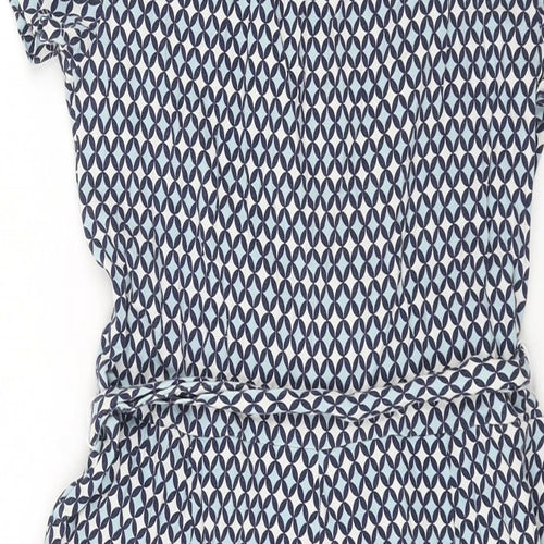 Boden Womens Blue Geometric Cotton Playsuit One-Piece Size 12 L3 in Pullover - Belted
