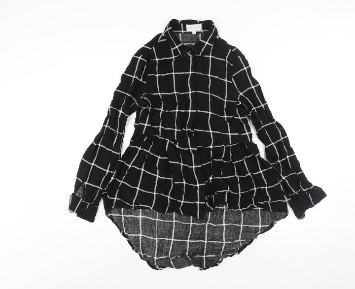 Apricot Womens Black Check Viscose Basic Blouse Size 10 Collared - Hi-Low