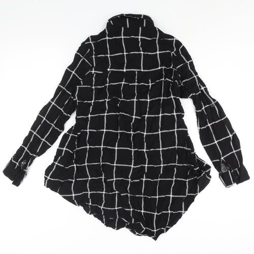 Apricot Womens Black Check Viscose Basic Blouse Size 10 Collared - Hi-Low