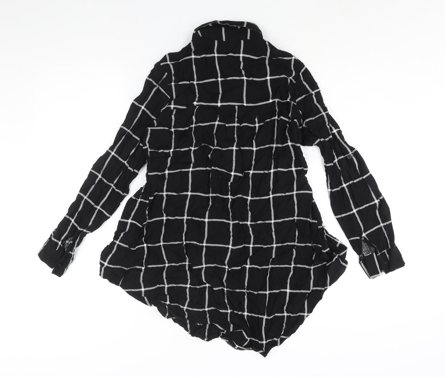 Apricot Womens Black Check Viscose Basic Blouse Size 10 Collared - Hi-Low