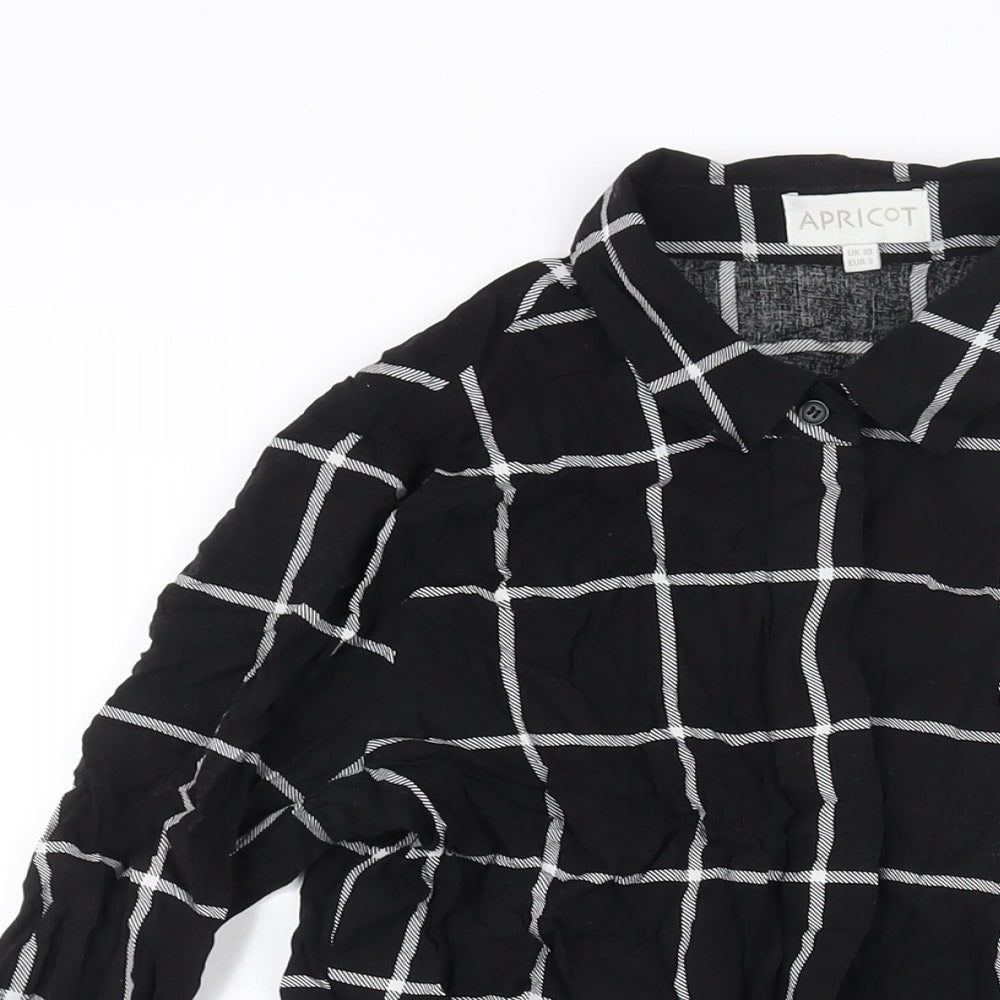 Apricot Womens Black Check Viscose Basic Blouse Size 10 Collared - Hi-Low