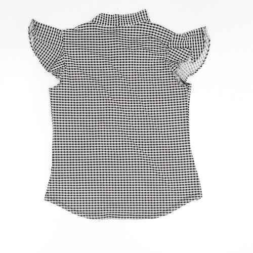 Adrianna Papell Womens Black Geometric Polyester Basic Blouse Size S Mock Neck