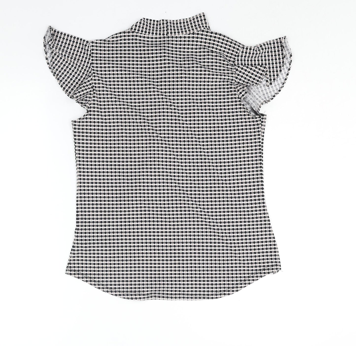 Adrianna Papell Womens Black Geometric Polyester Basic Blouse Size S Mock Neck