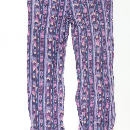 Patra Womens Purple Geometric Cotton Trousers Size M L28 in Regular