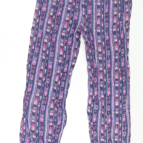 Patra Womens Purple Geometric Cotton Trousers Size M L28 in Regular