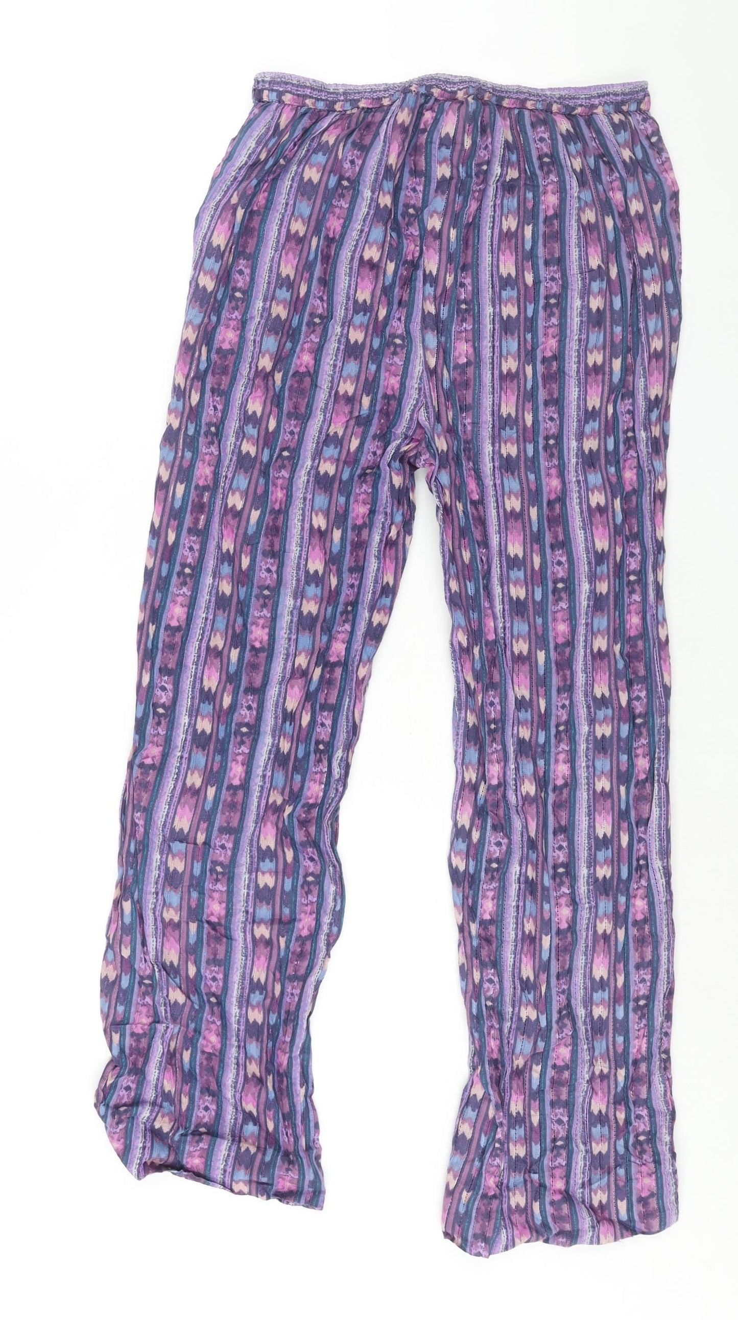 Patra Womens Purple Geometric Cotton Trousers Size M L28 in Regular