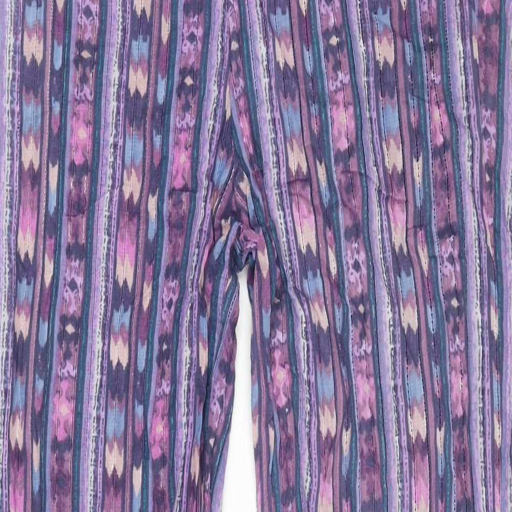 Patra Womens Purple Geometric Cotton Trousers Size M L28 in Regular