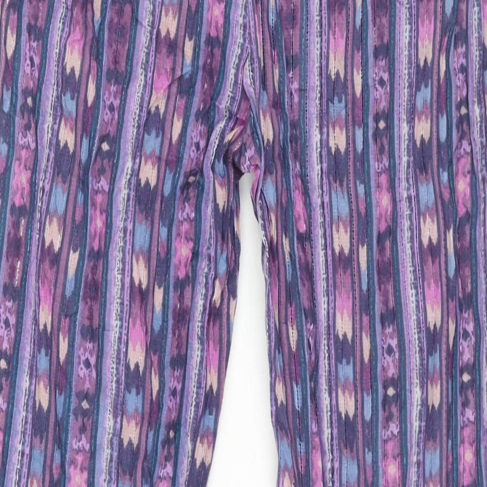 Patra Womens Purple Geometric Cotton Trousers Size M L28 in Regular