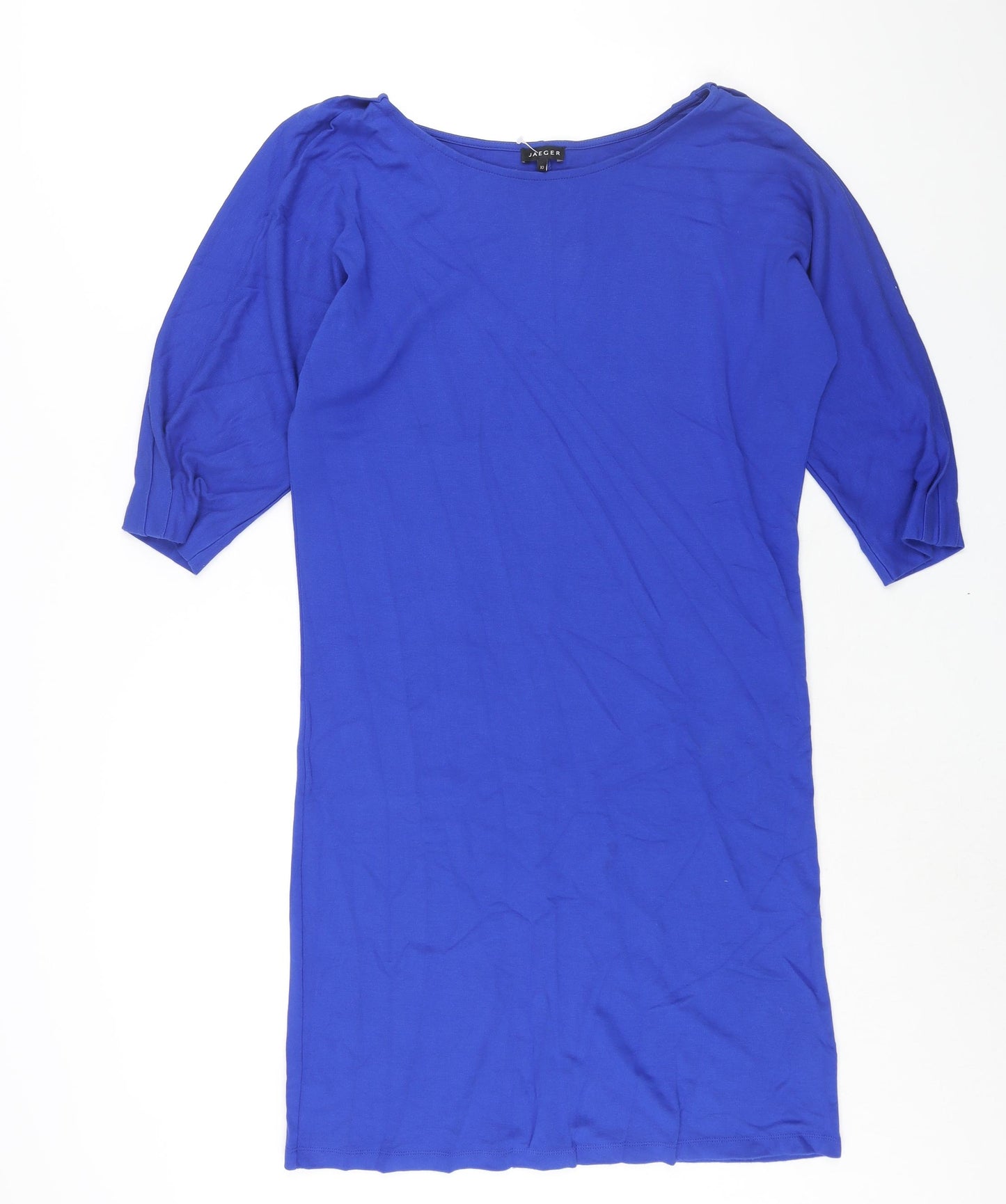 Jaeger Womens Blue Viscose Shift Size 10 Boat Neck Pullover