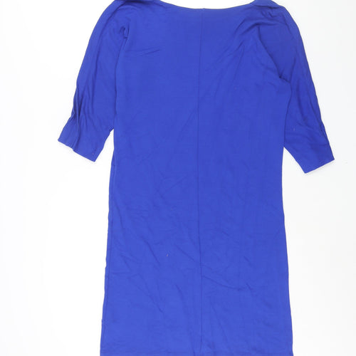 Jaeger Womens Blue Viscose Shift Size 10 Boat Neck Pullover