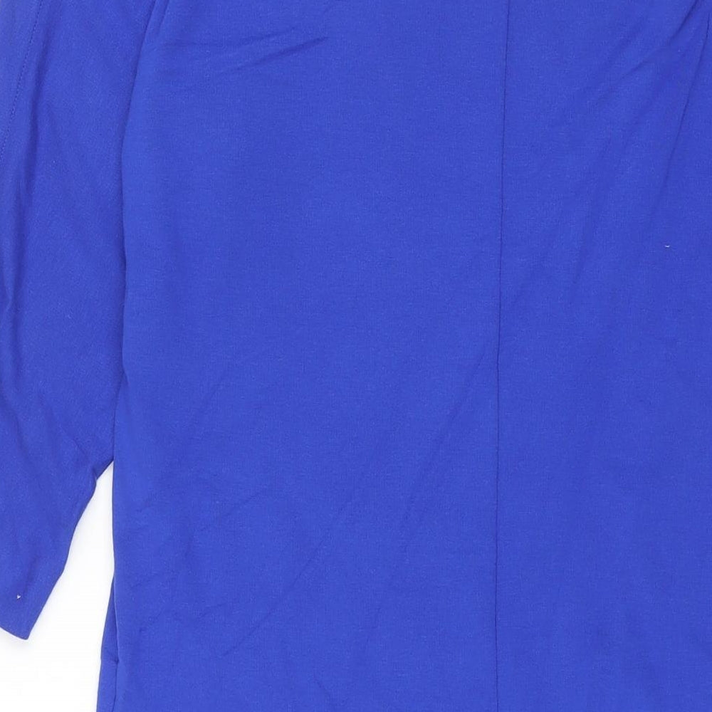 Jaeger Womens Blue Viscose Shift Size 10 Boat Neck Pullover