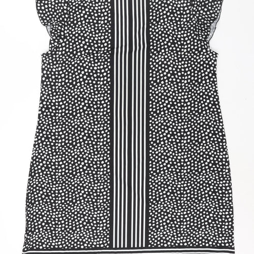 B Collection Womens Black Geometric Polyester Shift Size 18 V-Neck Pullover - Crossover Strap