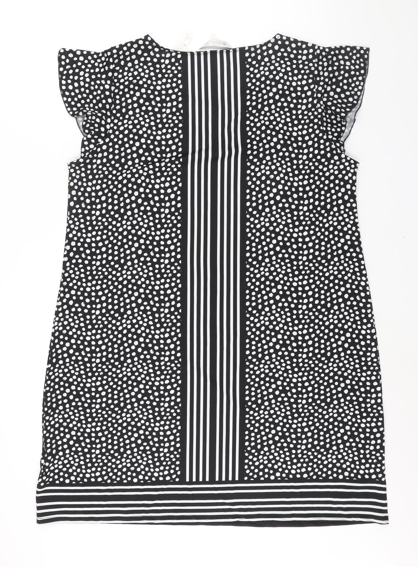 B Collection Womens Black Geometric Polyester Shift Size 18 V-Neck Pullover - Crossover Strap