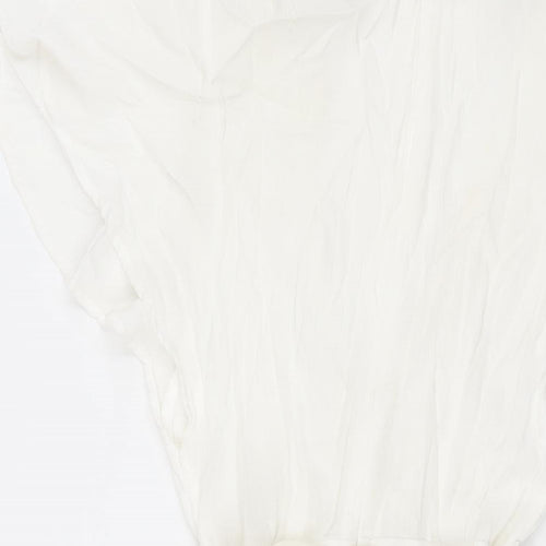Bacio Womens White Viscose A-Line Size S V-Neck Zip - Frill Belted