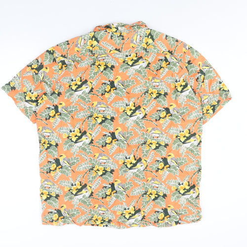 Pataloha Mens Multicoloured Geometric Cotton Button-Up Size XL Collared Button - Floral Bird Print