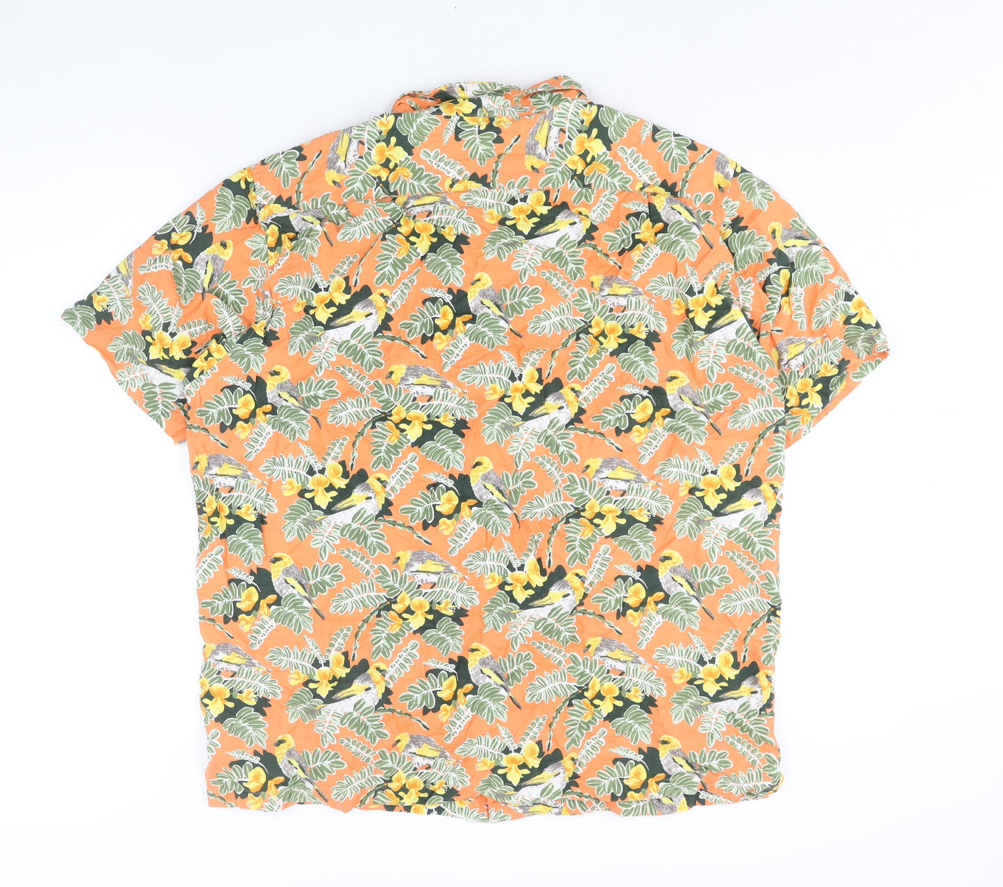 Pataloha Mens Multicoloured Geometric Cotton Button-Up Size XL Collared Button - Floral Bird Print