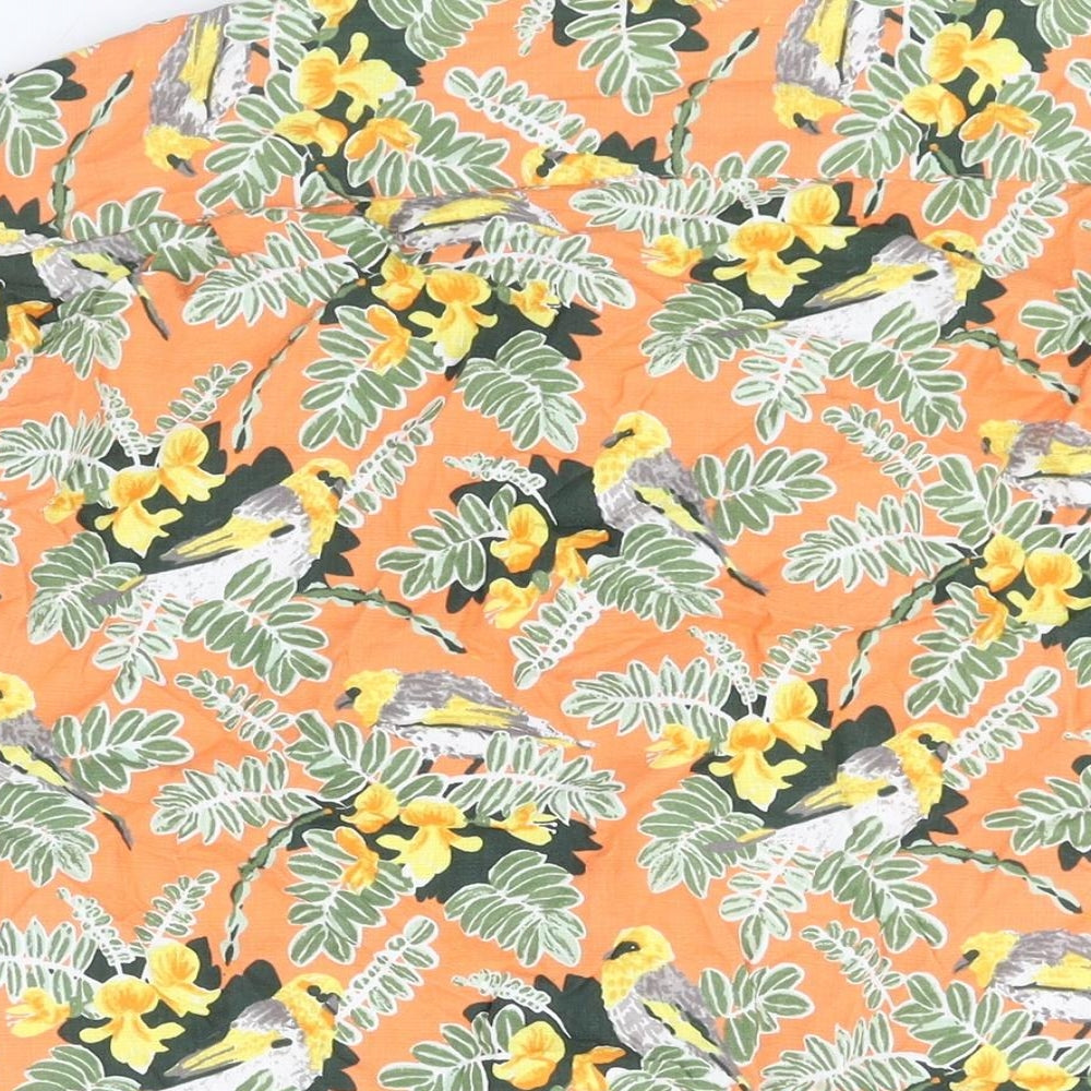 Pataloha Mens Multicoloured Geometric Cotton Button-Up Size XL Collared Button - Floral Bird Print