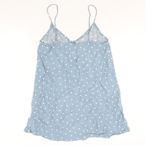 Motel Womens Blue Polka Dot Viscose Tank Dress Size S V-Neck Button