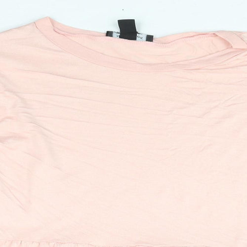 New Look Womens Pink Viscose Basic Blouse Size 14 Round Neck - Smocked