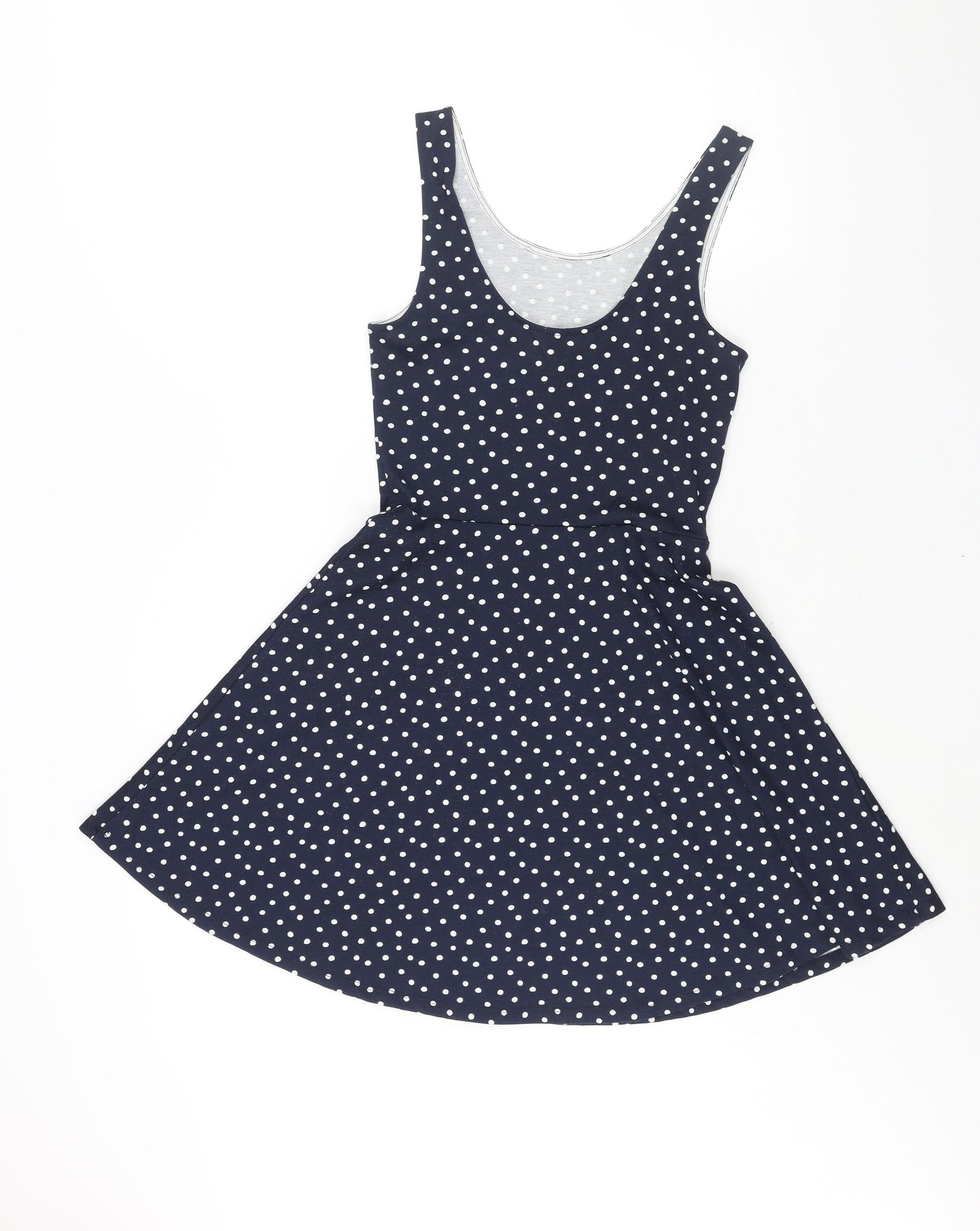 Divided by H&M Womens Blue Plaid Polyester Skater Dress Size 10 Scoop Neck Pullover
