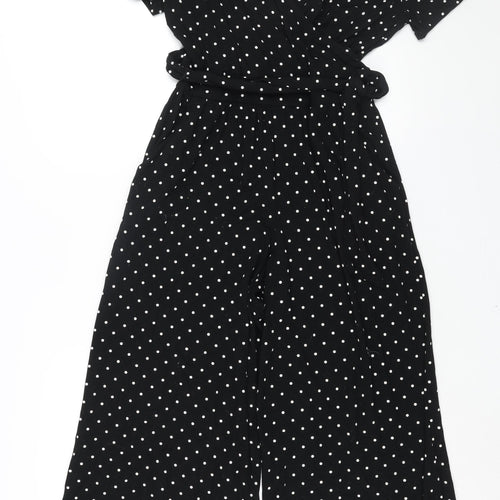 Editor's Cut Womens Black Polka Dot Viscose Jumpsuit One-Piece Size 12 L28 in Pullover - Belted