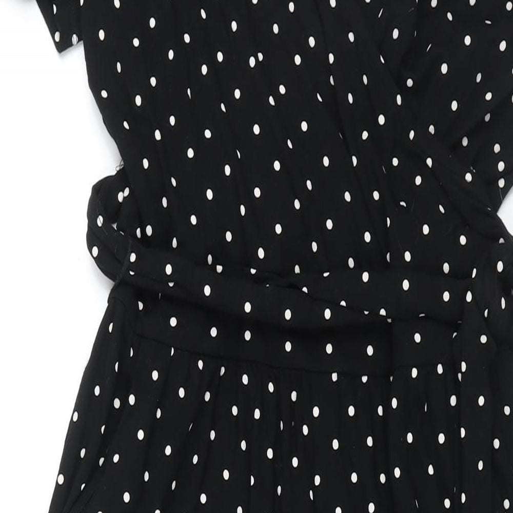 Editor's Cut Womens Black Polka Dot Viscose Jumpsuit One-Piece Size 12 L28 in Pullover - Belted