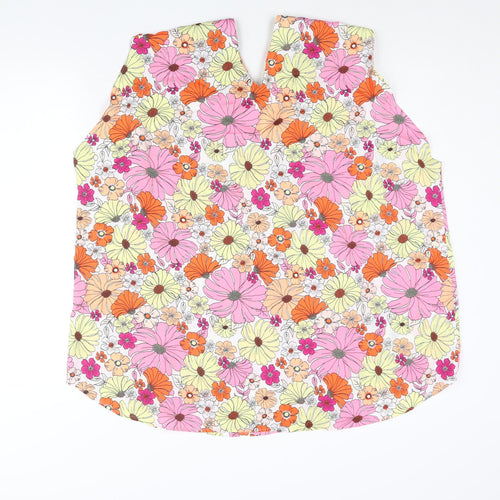 Marks and Spencer Womens Multicoloured Floral Polyester Camisole Blouse Size 24 V-Neck