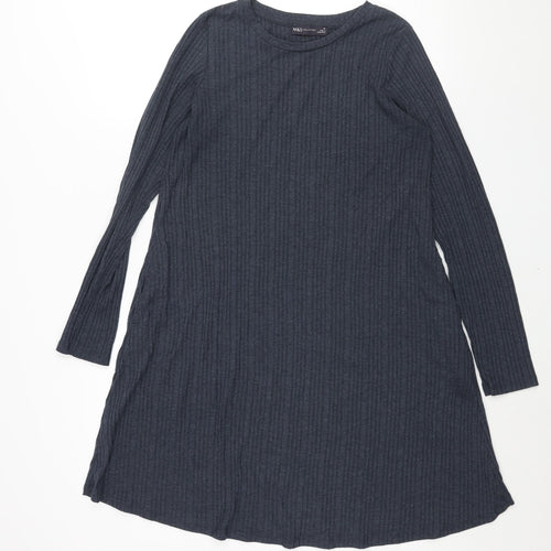 Marks and Spencer Womens Blue Polyester Shift Size 12 Round Neck Pullover
