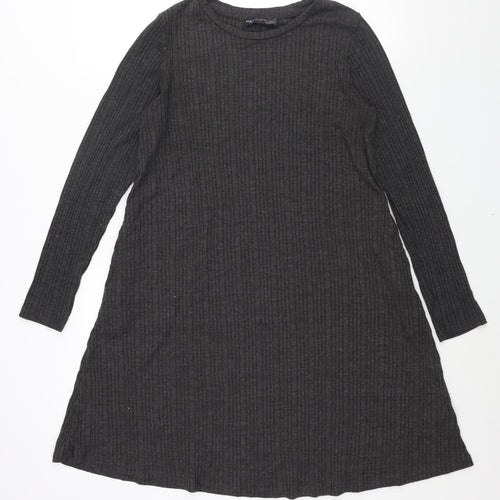 Marks and Spencer Womens Grey Polyester Shift Size 12 Round Neck Pullover