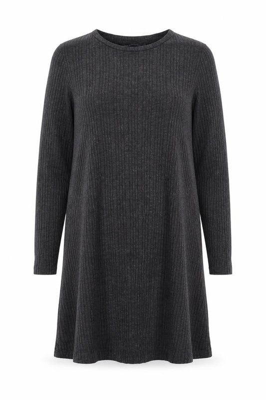 Front view of Marks & Spencer women’s grey polyester shift, size UK 12, round neck pullover