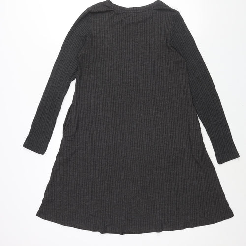 Marks and Spencer Womens Grey Polyester Shift Size 12 Round Neck Pullover