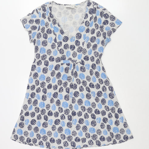 Tara Womens Black Polka Dot Cotton A-Line Size 10 V-Neck Pullover