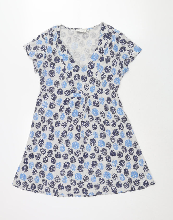 Tara Womens Black Polka Dot Cotton A-Line Size 10 V-Neck Pullover