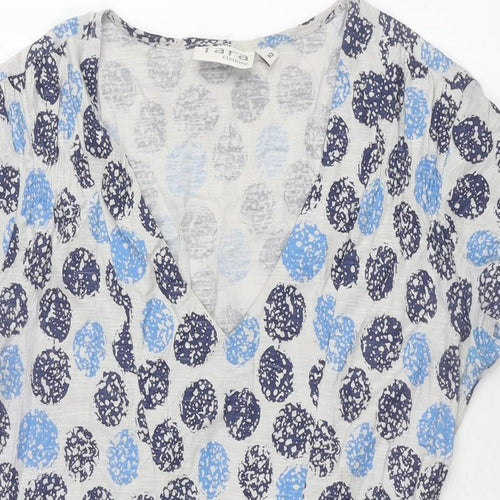 Tara Womens Black Polka Dot Cotton A-Line Size 10 V-Neck Pullover