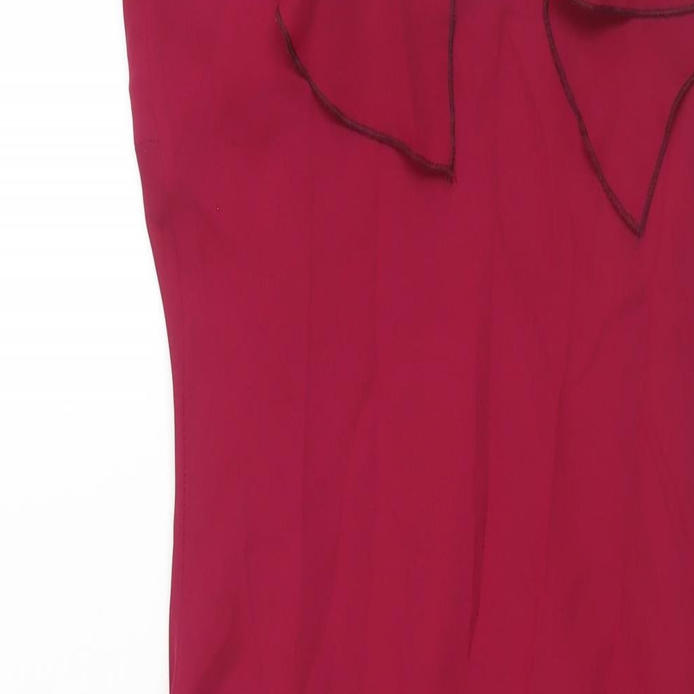 Topshop Womens Pink Polyester Slip Dress Size 12 V-Neck Pullover - Frill