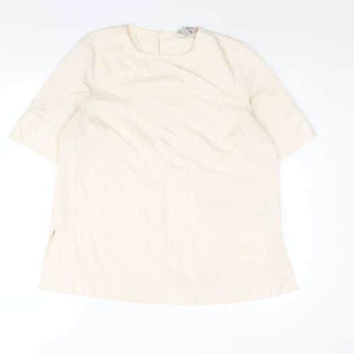 H&M Womens Ivory Polyester Basic Blouse Size M Round Neck