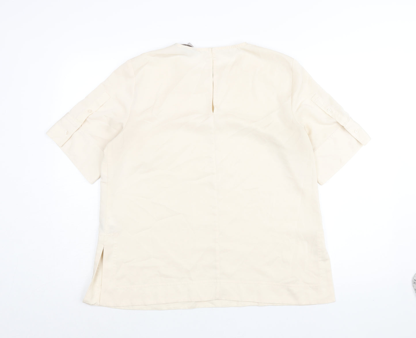 H&M Womens Ivory Polyester Basic Blouse Size M Round Neck