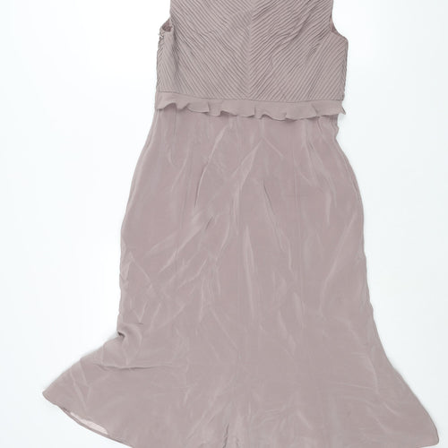 Coterie Womens Purple Polyester Shift Size 12 V-Neck Zip - Pleated Bodice Floral Detail