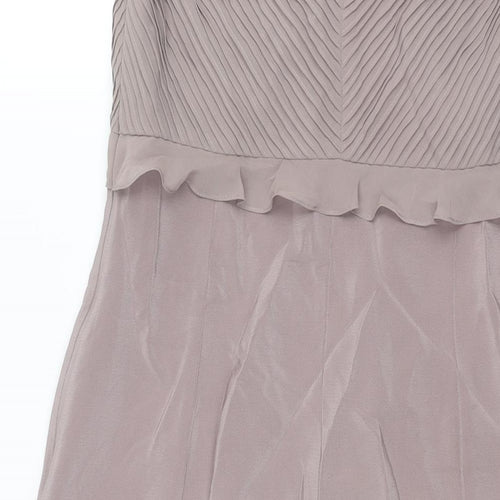 Coterie Womens Purple Polyester Shift Size 12 V-Neck Zip - Pleated Bodice Floral Detail