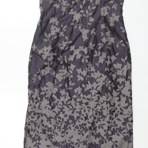 Principles Womens Purple Floral Polyester Maxi Size 12 Square Neck Zip - Vented