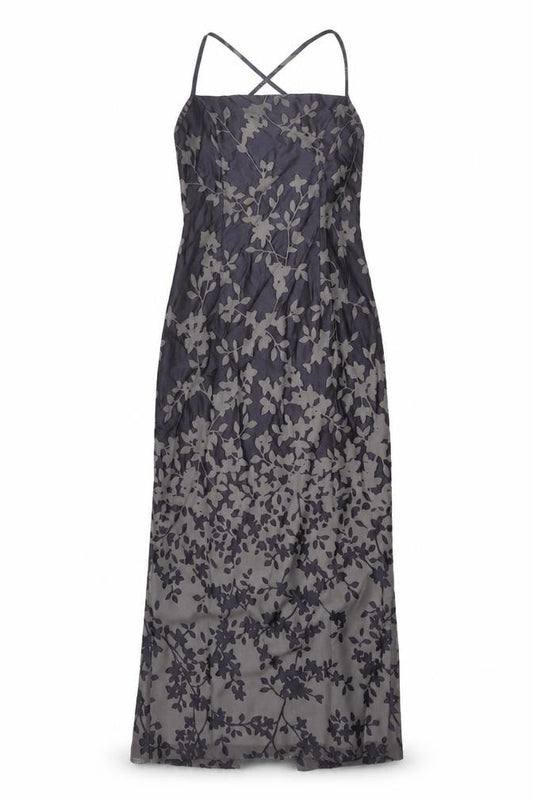 Front view of Principles women’s purple floral polyester maxi, size UK 12, square neck zip - vented
