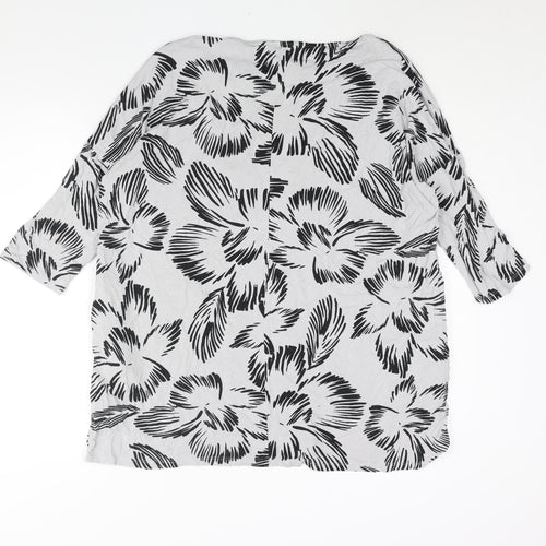 Capsule Womens Grey Floral Viscose Basic Blouse Size 16 Round Neck - Size 16-18