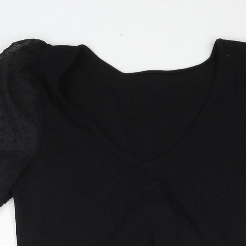 VILA Womens Black Polyester Basic Blouse Size S V-Neck