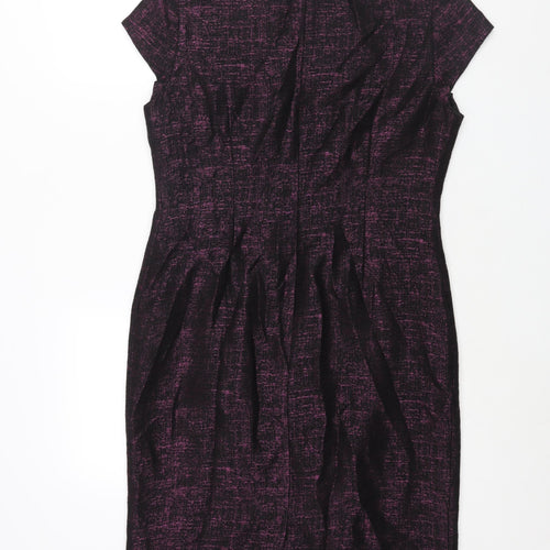 Precis Womens Purple Geometric Polyester Shift Size 12 Round Neck Zip