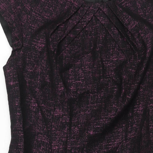 Precis Womens Purple Geometric Polyester Shift Size 12 Round Neck Zip