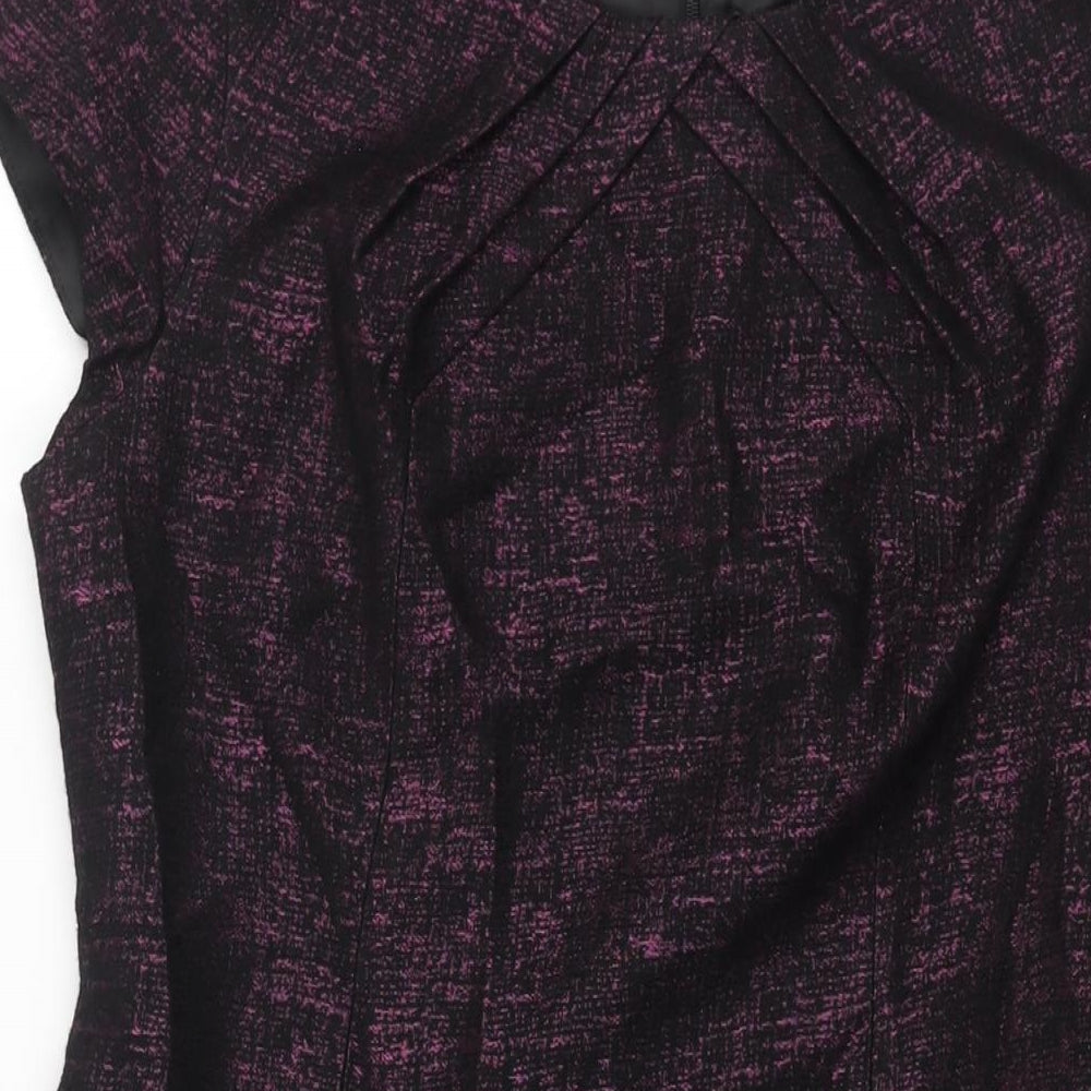 Precis Womens Purple Geometric Polyester Shift Size 12 Round Neck Zip