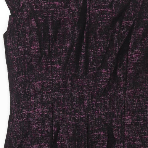 Precis Womens Purple Geometric Polyester Shift Size 12 Round Neck Zip