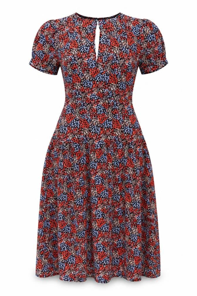 Topshop Womens Multicoloured Floral Polyester Shift Size 8 V-Neck Button